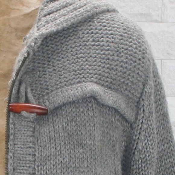 EDDIE BAUER Cardigan Hooded Wool Blend Knit Sweater Thick Neutral Gray Large - Picture 3 of 12